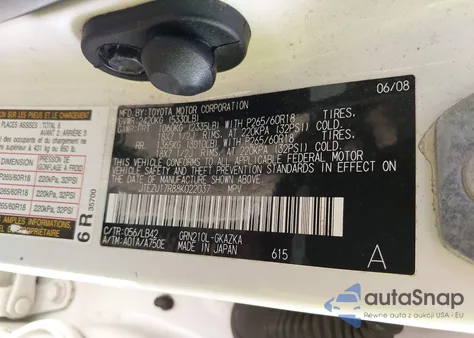 2008 Toyota 4Runner Limited V6 z USA, uszkodzony, nr VIN JTEZU17R88K022037